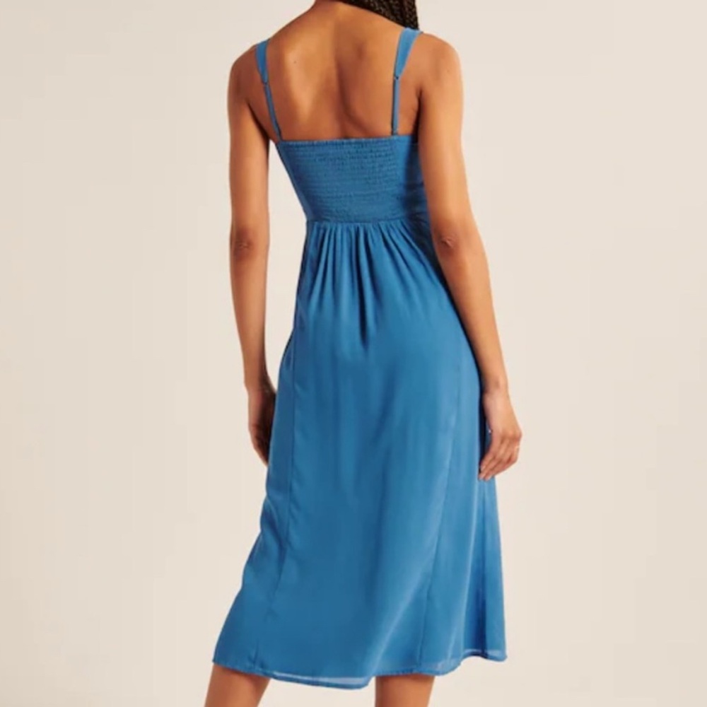 Abercrombie & Fitch Button Through Slim Midi Dress Blue - Women’s L - Picture 3 of 13